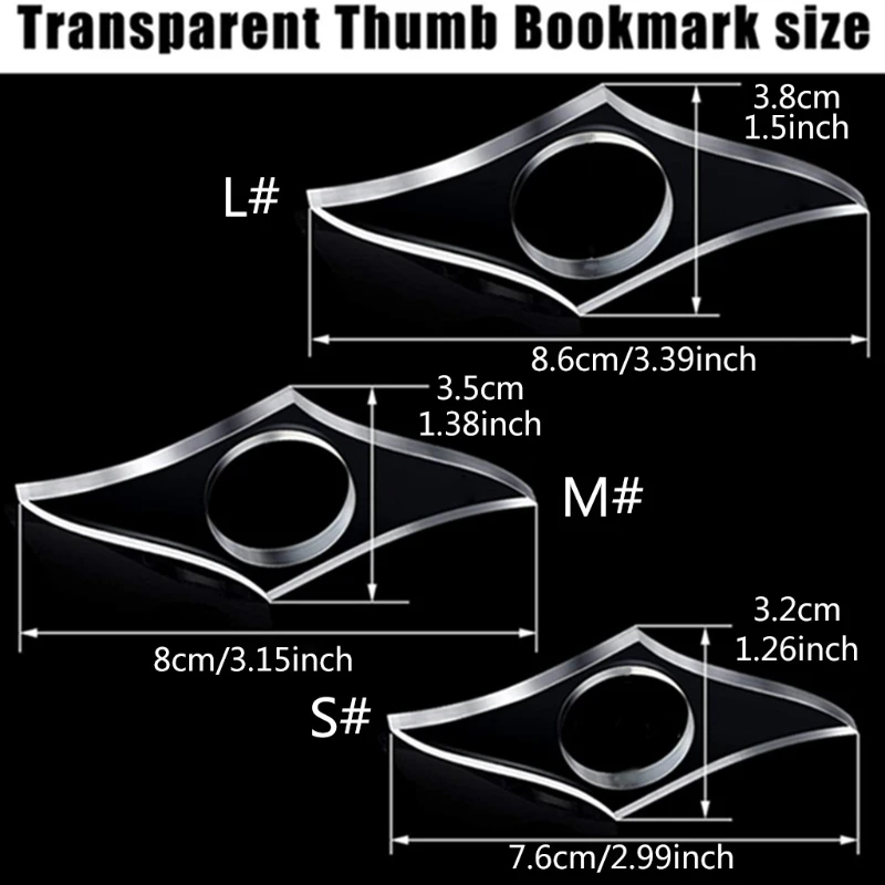 3 размера прозрачный разделитель для страницы держатель большого пальца