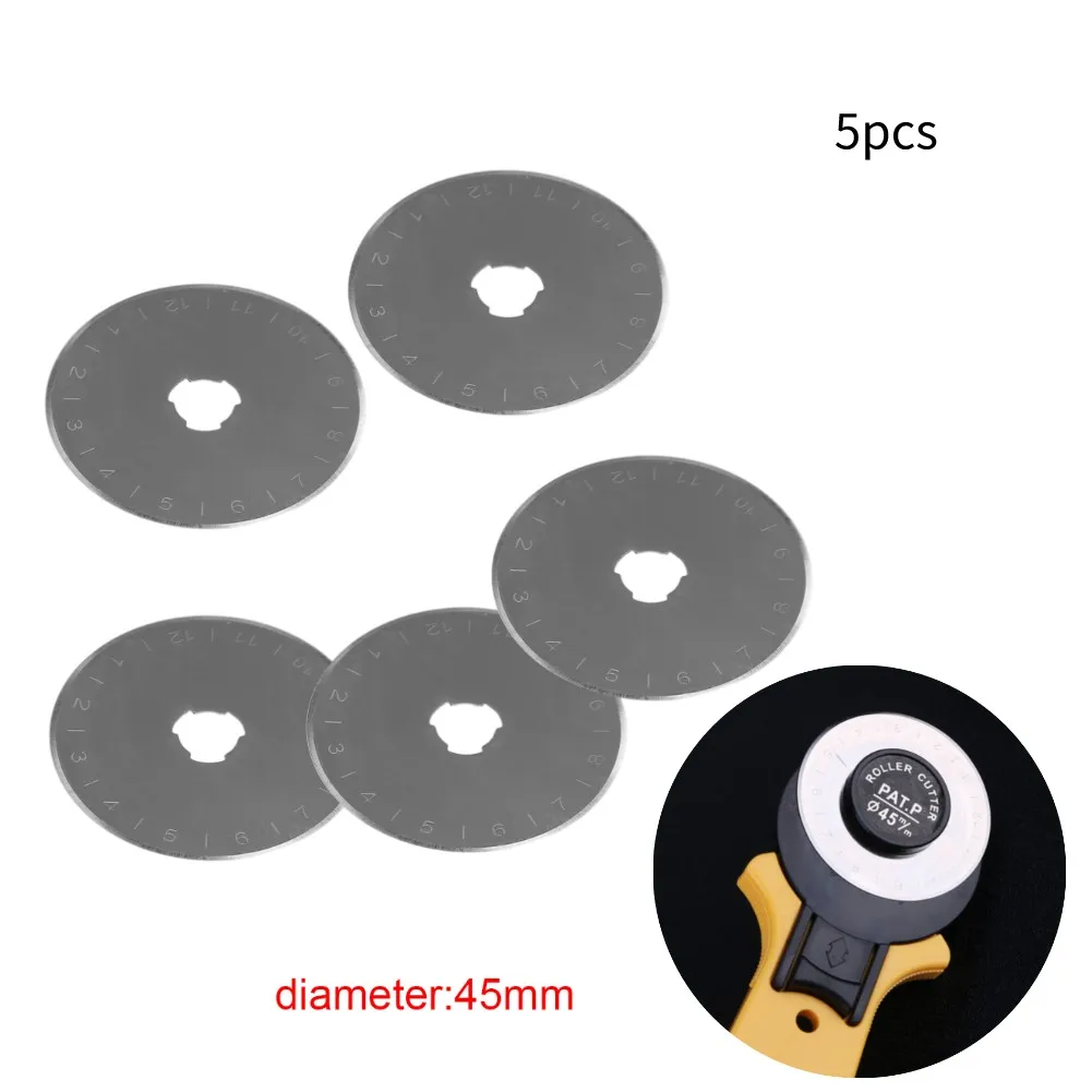 

5pcs 45mm Rotary Cutter Blades Set Replacement Blades Leather Fabric Cutter Circular Sewing Quilting Tools Universal With Case