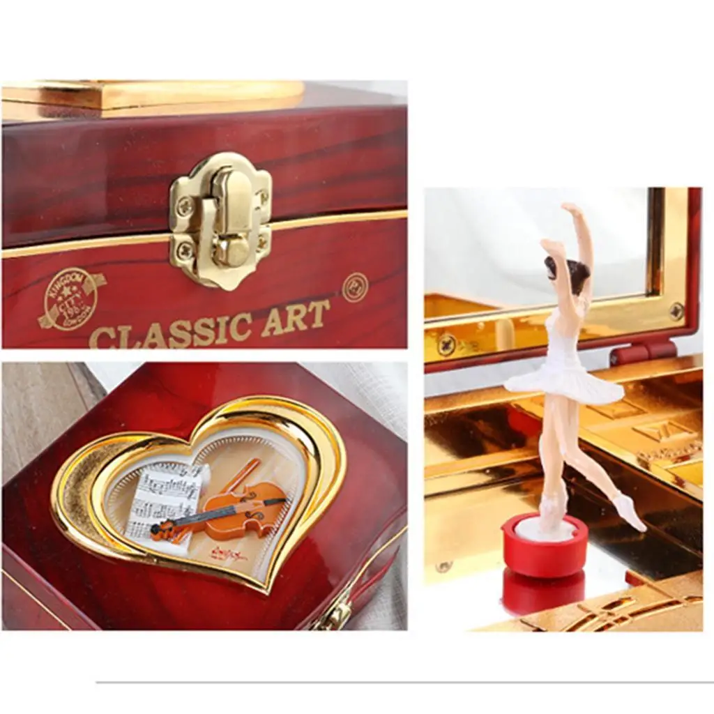 

Handmade Dancer Ballerina Piano Music Box Plastic Hand Crank Music Box Gift Brown