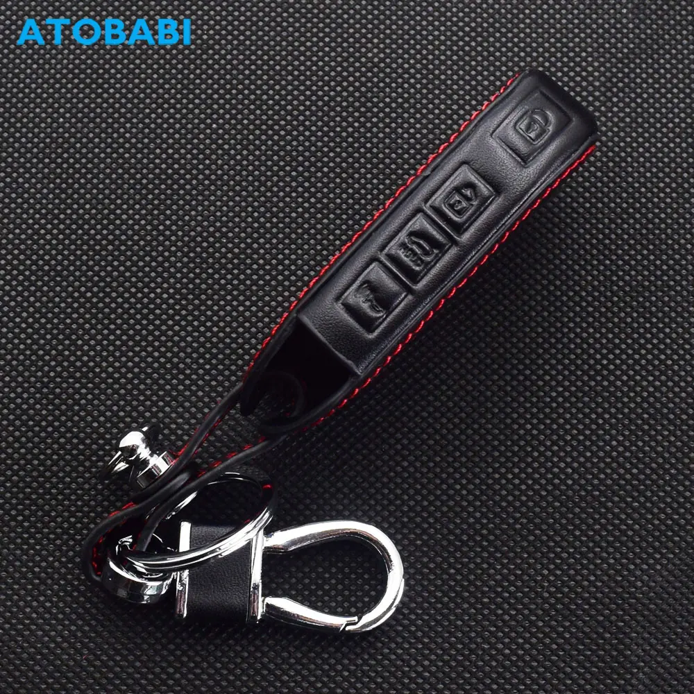 

ATOBABI Leather Car Key Case Keychain For Kia Sportage Niro Cerato Telluride K3 Soul Forte 4 Buttons Smart Keyless Remote Cover