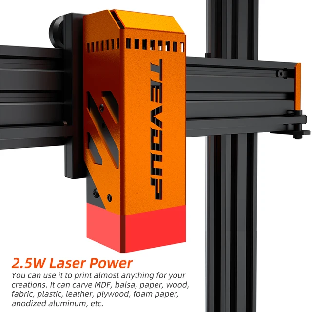 TEVOUP HYDRA 3D Printer Laser Engraver 2 in 1 Carving Machine 305x305x400mm Build Volume Lattice Glass Platform Fast Heating Bed 4