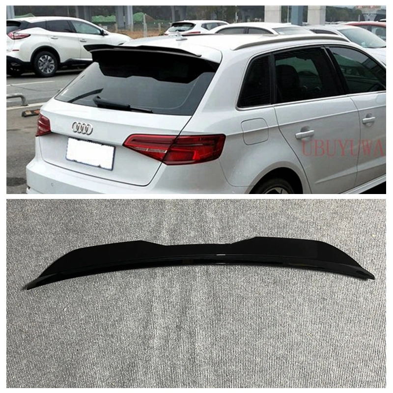 

Поддельный спойлер UBUYUWANT из углеродного волокна на заднюю крышу для Audi A3 2014 2015 2016 2017 2018 2019 ABS окрашенный спойлер на крыло багажника