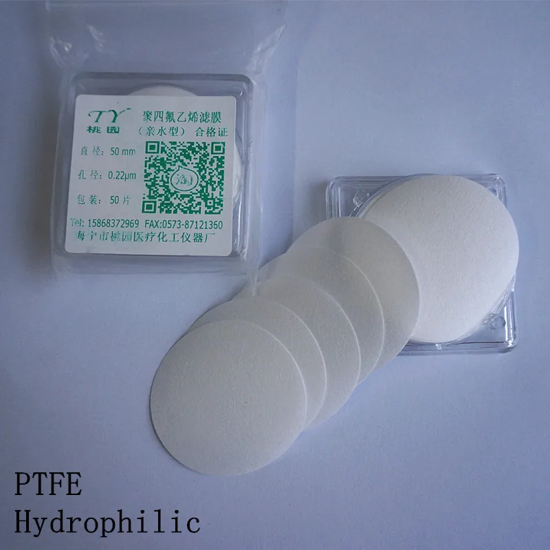 

50pcs/100pcs/lot Lab PTFE Hydrophilic Dia 13mm-150mm Mutiple Pore Size Microporous Membrane Millipore Filtration Filter Membrane