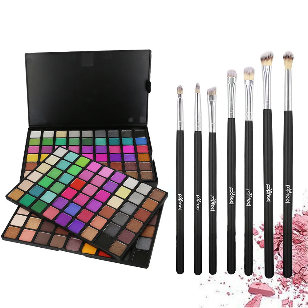 

POPFEEL 162 Colors Eyeshadow Palette with 7 Pcs Makeup Brush Set Combination Makeup Set Professional Maquillajes Para Mujer DC08