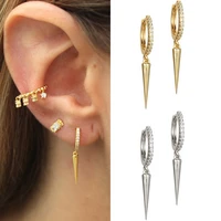 fashion gold filled cubic zircon unisex punk rock personality spike rivet taper dangle earrings rock party jewelry