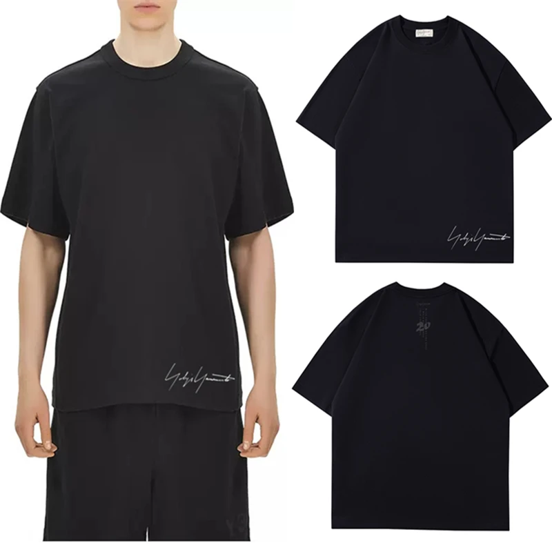 

Yohji Yamamoto 20th Anniversary Basic Signature Big Logo Men's and Women's Round Neck Trendy Short Sleeve T-Shirt
