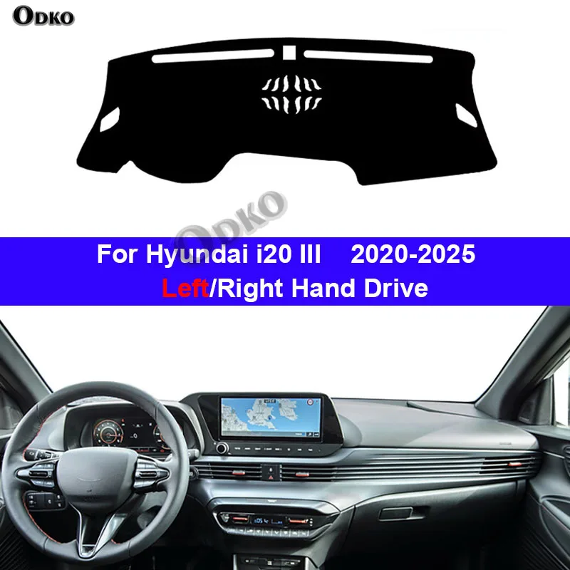 Фото Чехол на приборную панель автомобиля, коврик для Hyundai I20 III 2020-2024 2025, избегайте легких накладок, аксессуары, чехол с защитой от УФ-лучей, ковер, автомобильные аксессуары №1