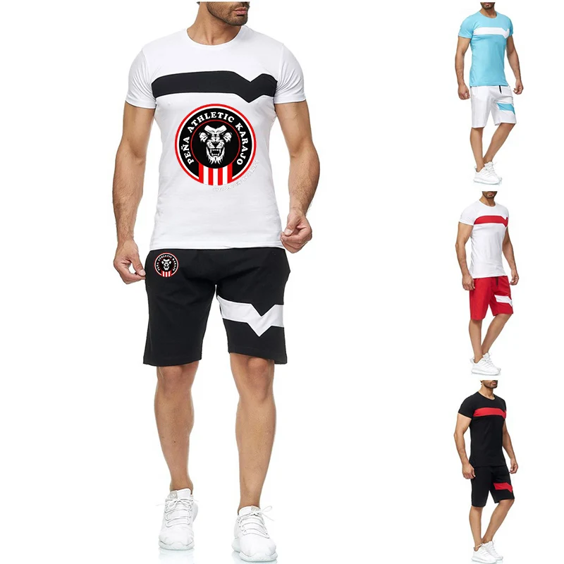 

Футболка мужская Спортивная с коротким рукавом, комплект из футболки и шортов, стиль Харадзюку, стиль Леон атлетический клуб Бильбао, лето