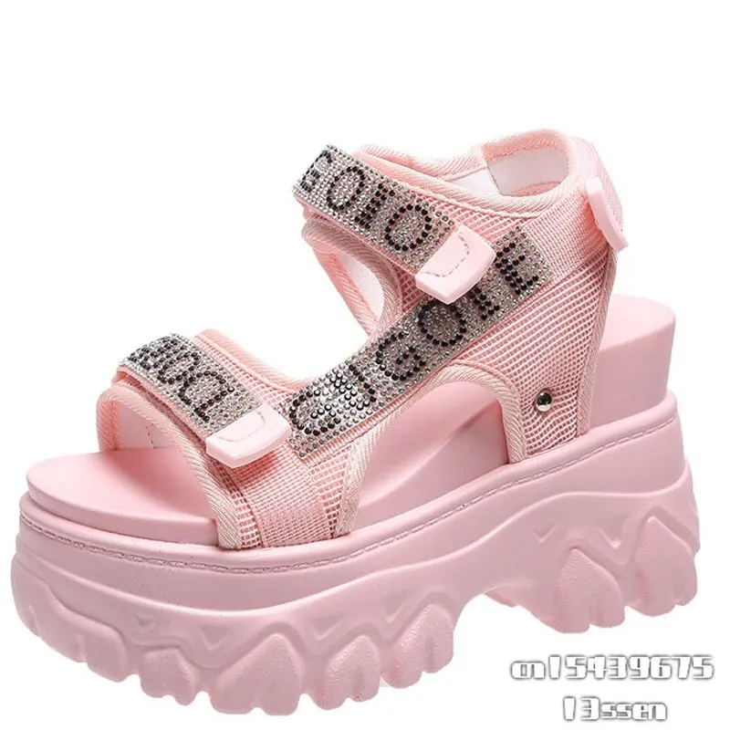 

Женские сандалии на платформе 9 см, открытые босоножки на высокой танкетке с открытым носком, массивные сандалии, лето 2023