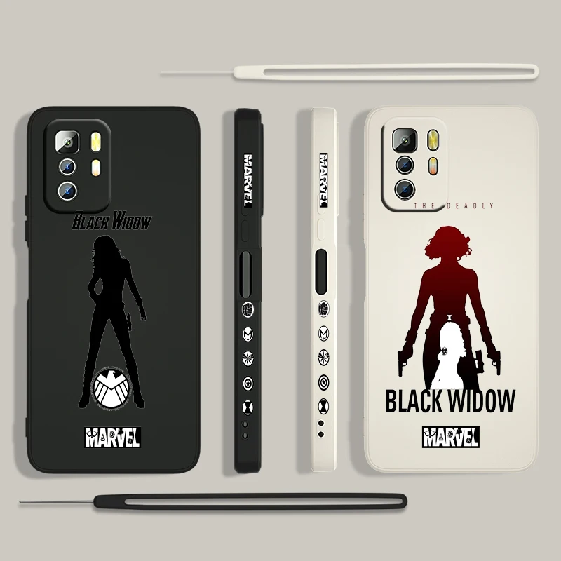 

Hero black widow Avengers For Xiaomi Redmi Note 11 11S 10 10S 9 9S 9T 8 8T 7 5 Pro 4G 5G Liquid Left Rope Phone Case Cover Coque