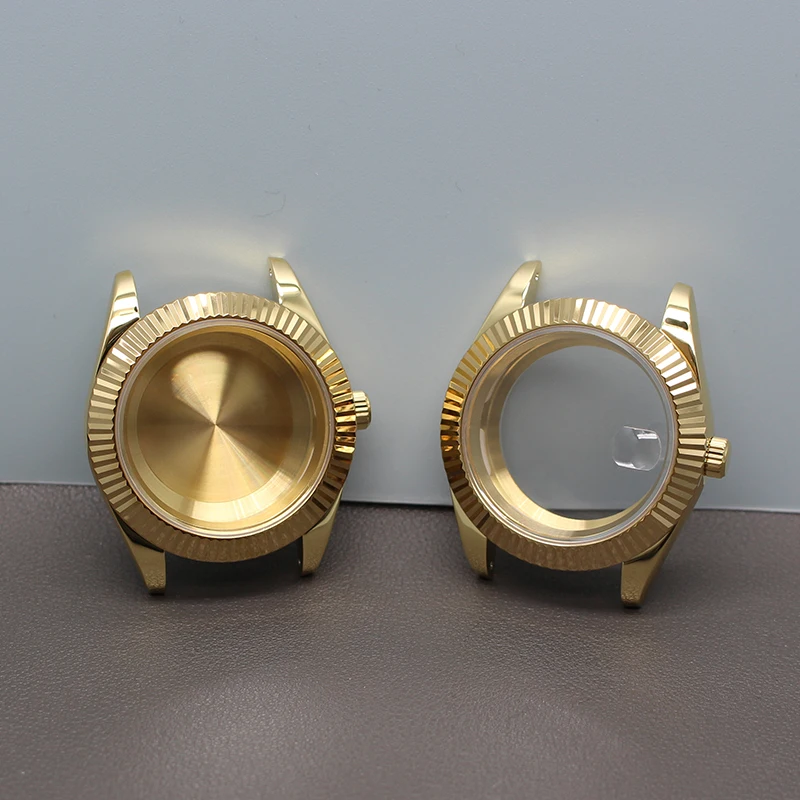 FENYA 36 мм 40 золотой рифленый мужской корпус для часов дня и свидания Seiko NH35 NH36 NH38 4R36