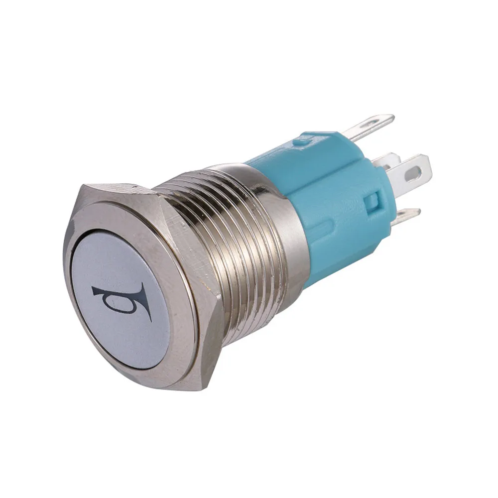 

16mm 5/8" 12V LED Power Light Momentary Push Horn Button Metal Switch Push Button Car Latch Speaker Bell Horn