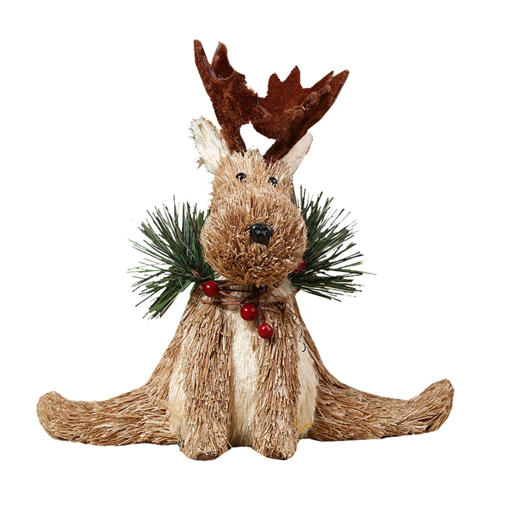 

Christmas Reindeer Deer Elk Wood Statues Holidayfigure Figurinestable Decorfigurine Figuressitting Fawn Toy Crafts Sculpture