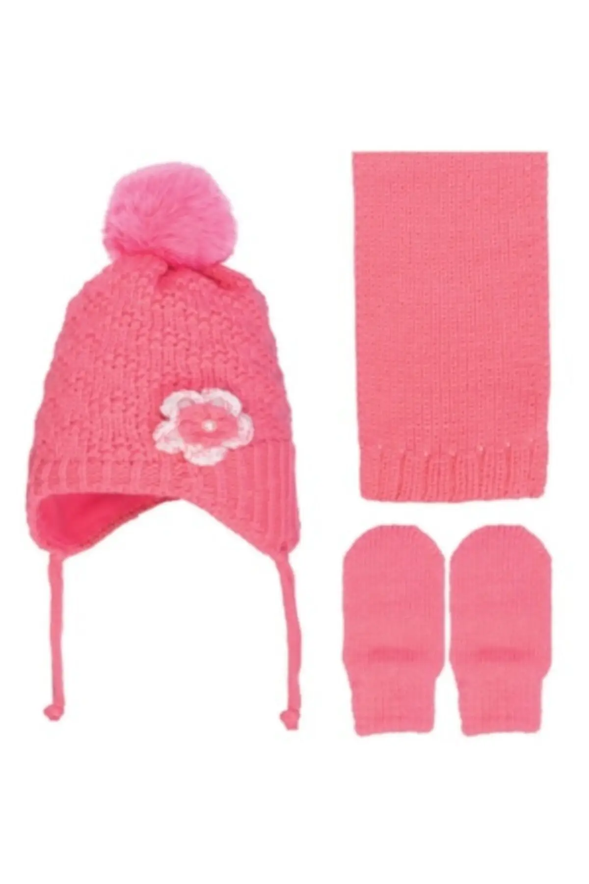 

Шарф, шапка и перчатки розового цвета для девочек 0-18 месяцев, 3 шт. Набор