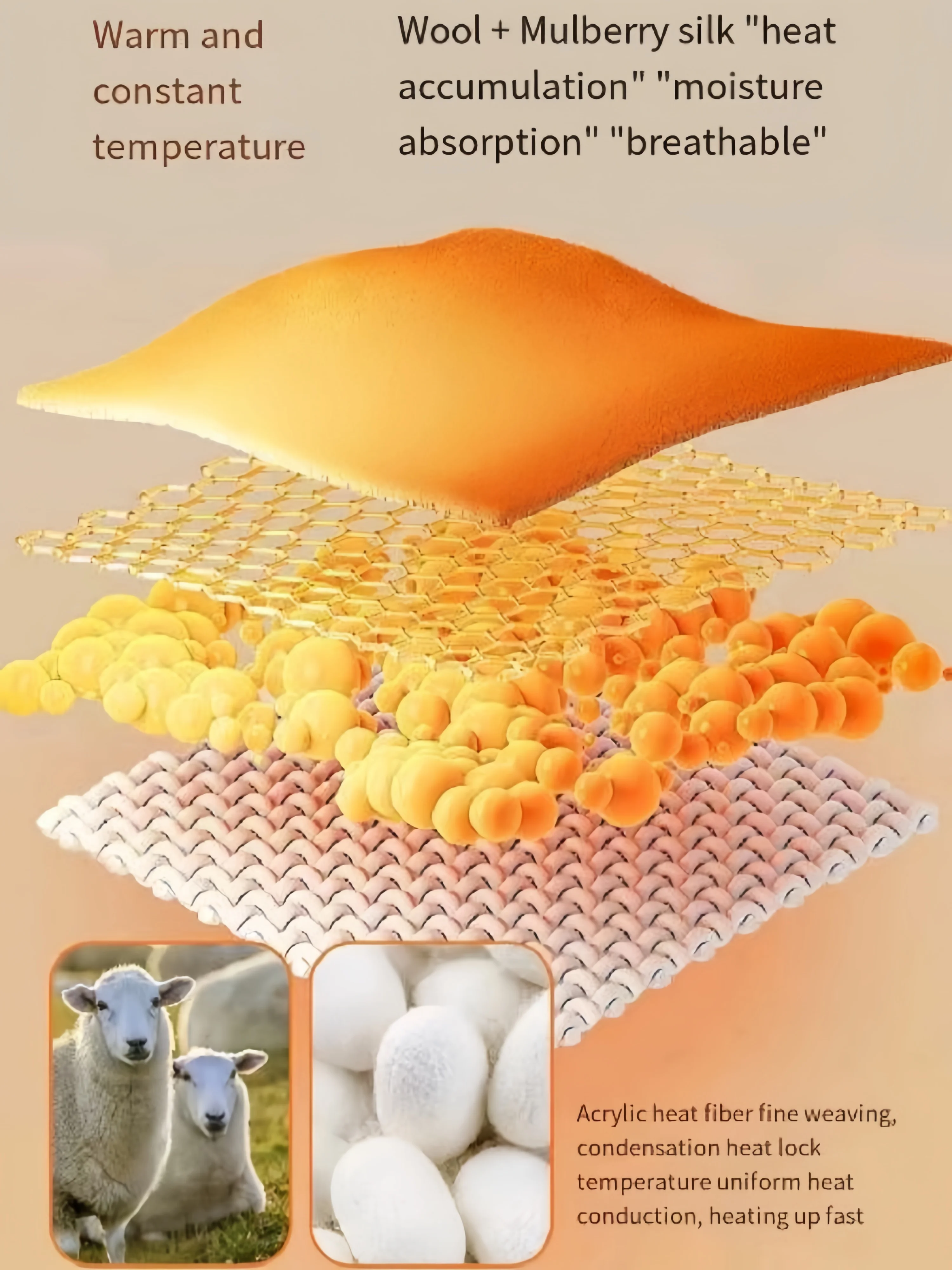 Зимняя теплая одежда из шерсти и шелка тутового шелкопряда для женщин в качестве