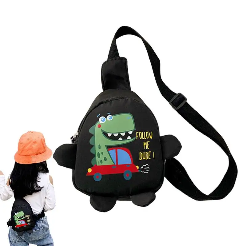 Toddler Sling Bag Cartoon Dinosaur Shoulder Chest Bag Unisex Travel One Shoulder Backpack For Kids Boys And Girls