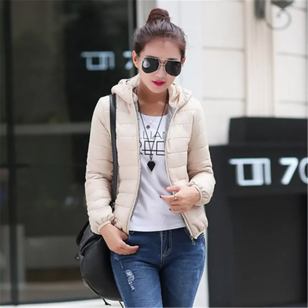 New2022 winter Candy-colored cotton-padded jacket women fashion casual hooded down padded jacket thickened jacket short womens