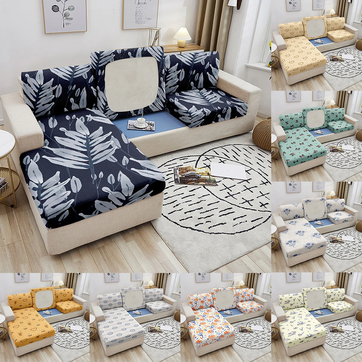 Чехол для дивана с принтом листьев эластичный чехол из спандекса в гостиную