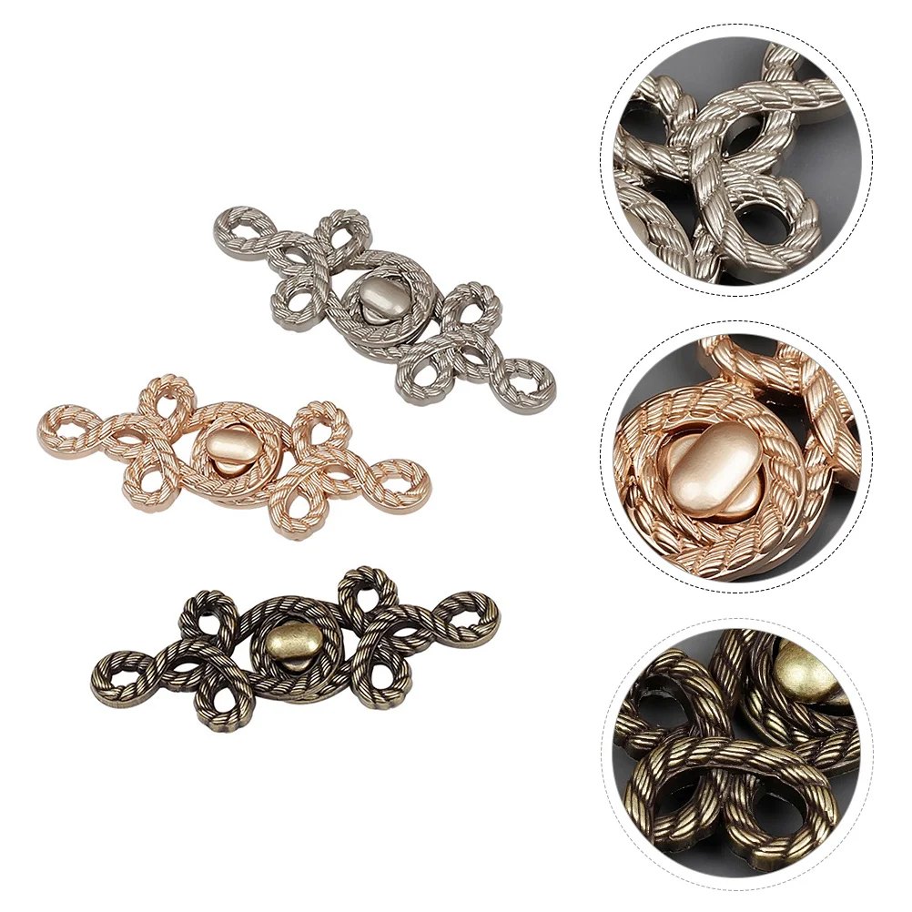 

3 Pairs Buckle Clothing Accessories Chinese Knots Buttons DIY Sewing Material Style Windbreaker