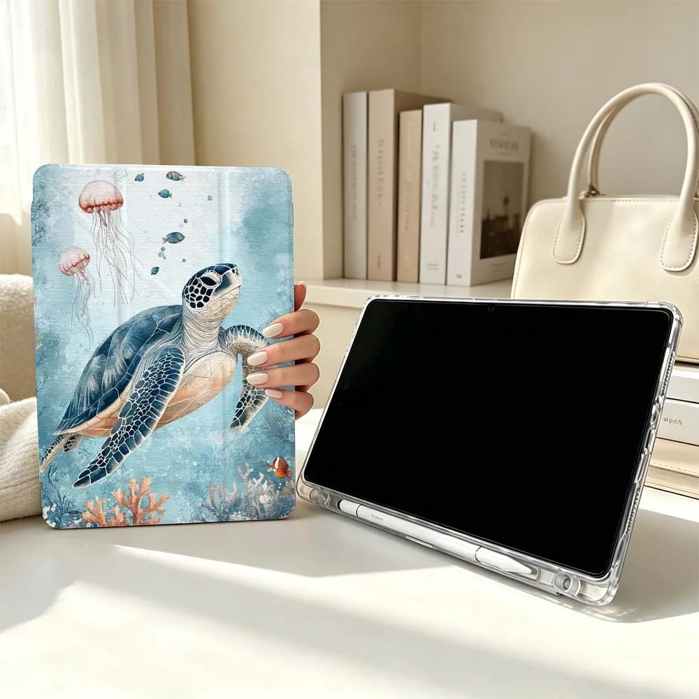 Фото Мягкий чехол с рисунком морской черепахи для Samsung Galaxy Tab S6 S7 S8 S9 S10 A8 A9 A11 Lite FE Plus 3Y, чехол для планшета №3