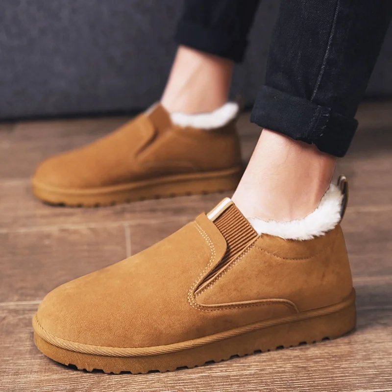 

Winter Slip on Men Snow Boots Platform Plush Shoes Winter Warm Home Cotton Shoes Botas Hombre Fashion Comfortable Fur Men Boots