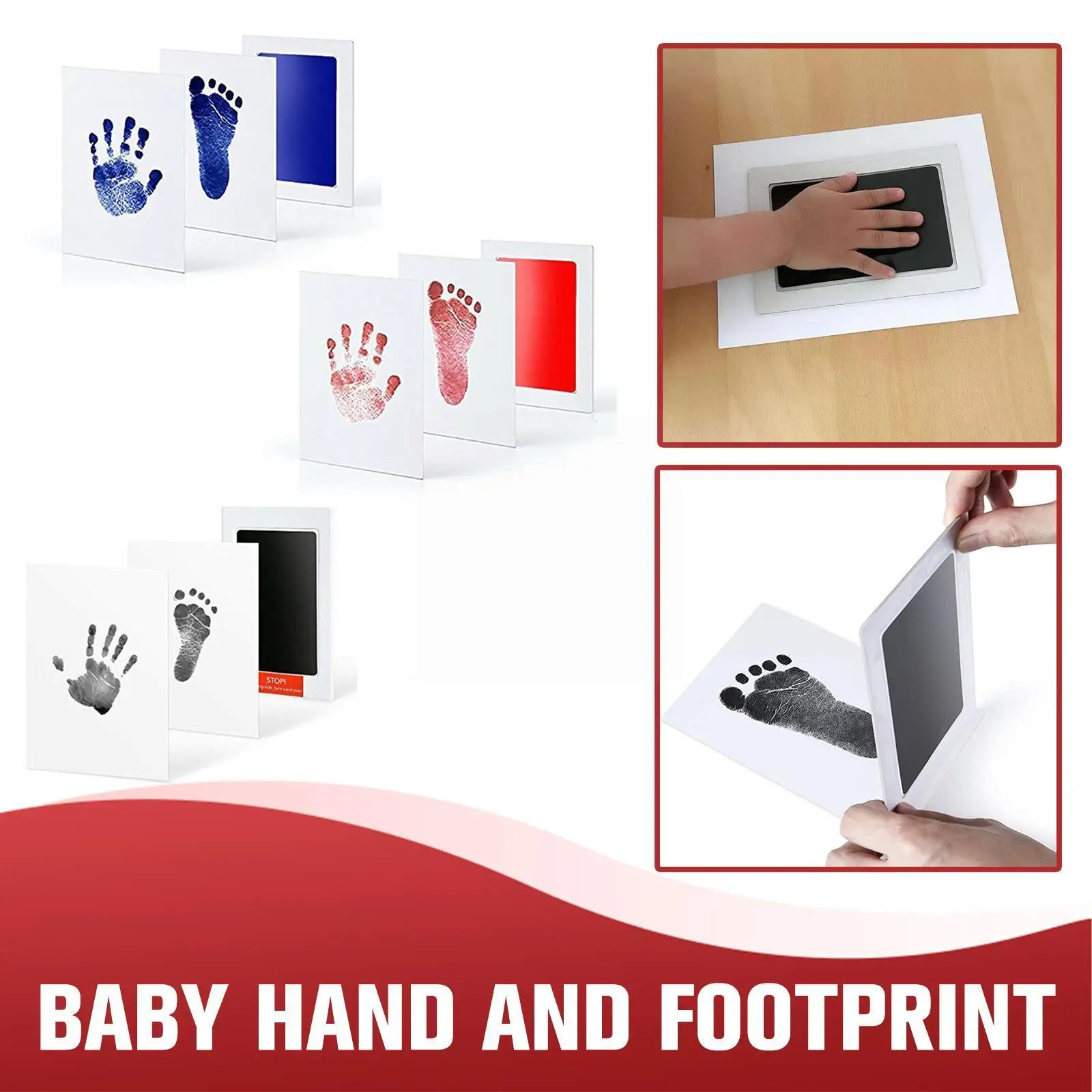

Baby Footprints Handprint Safe Non-toxic No Skin Inkless Hand Foot Print Decor Keepsake Baby Pads Gift Ink Kits X5U5