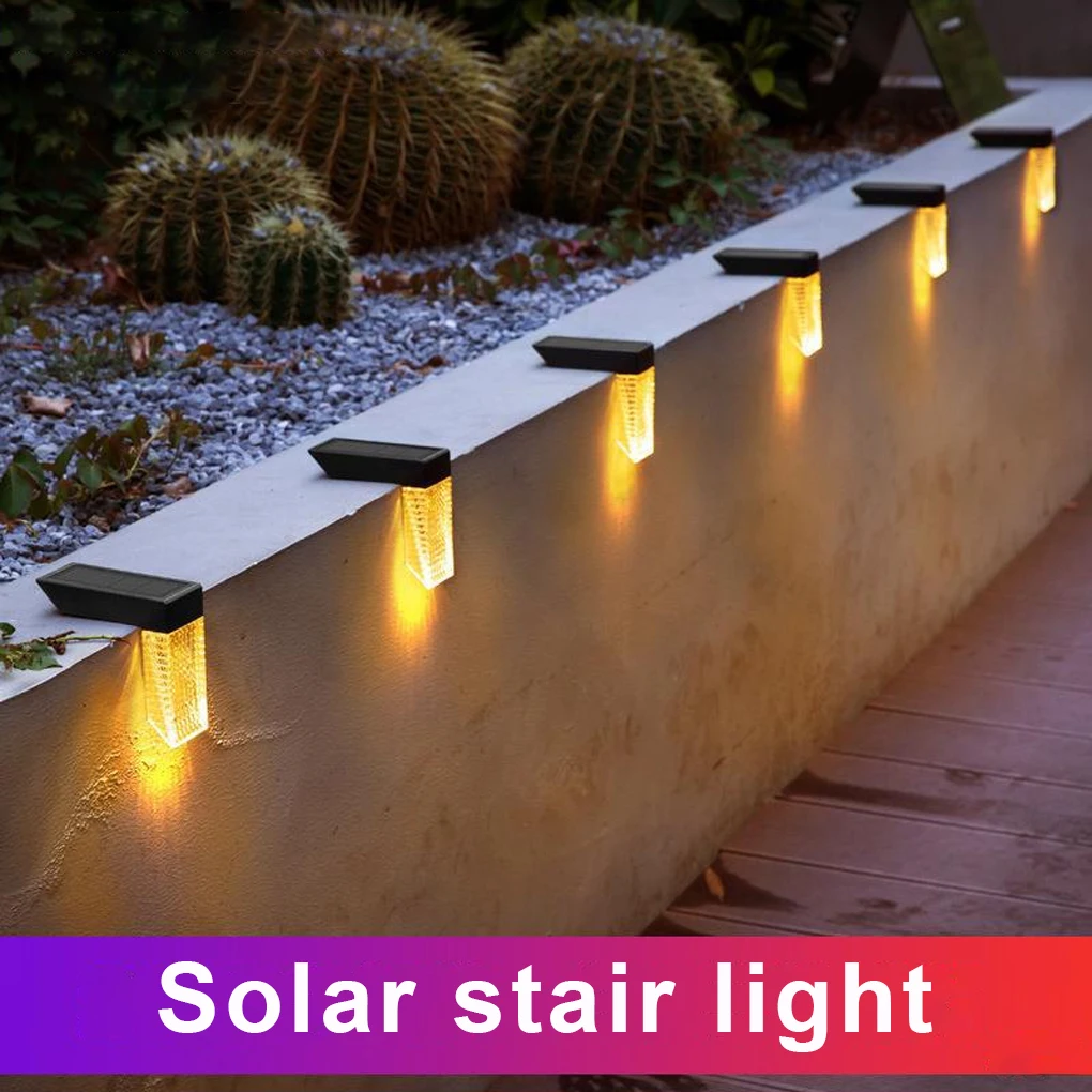 

Solar Powered Stair Light IP67 Waterproof Lamp Park Balcony Porch Garden Lighting Tool White Colorful Light 2 Pcs