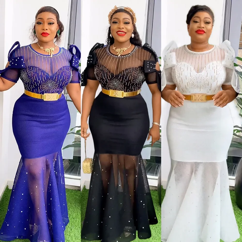 Элегантное сетчатое вечернее платье русалки с бисером для женщин свадебной