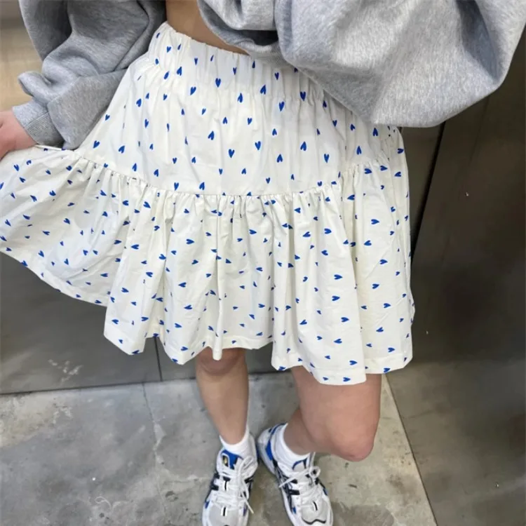 Женская юбка с принтом в виде сердечек Simle свободная трапециевидная поясом на