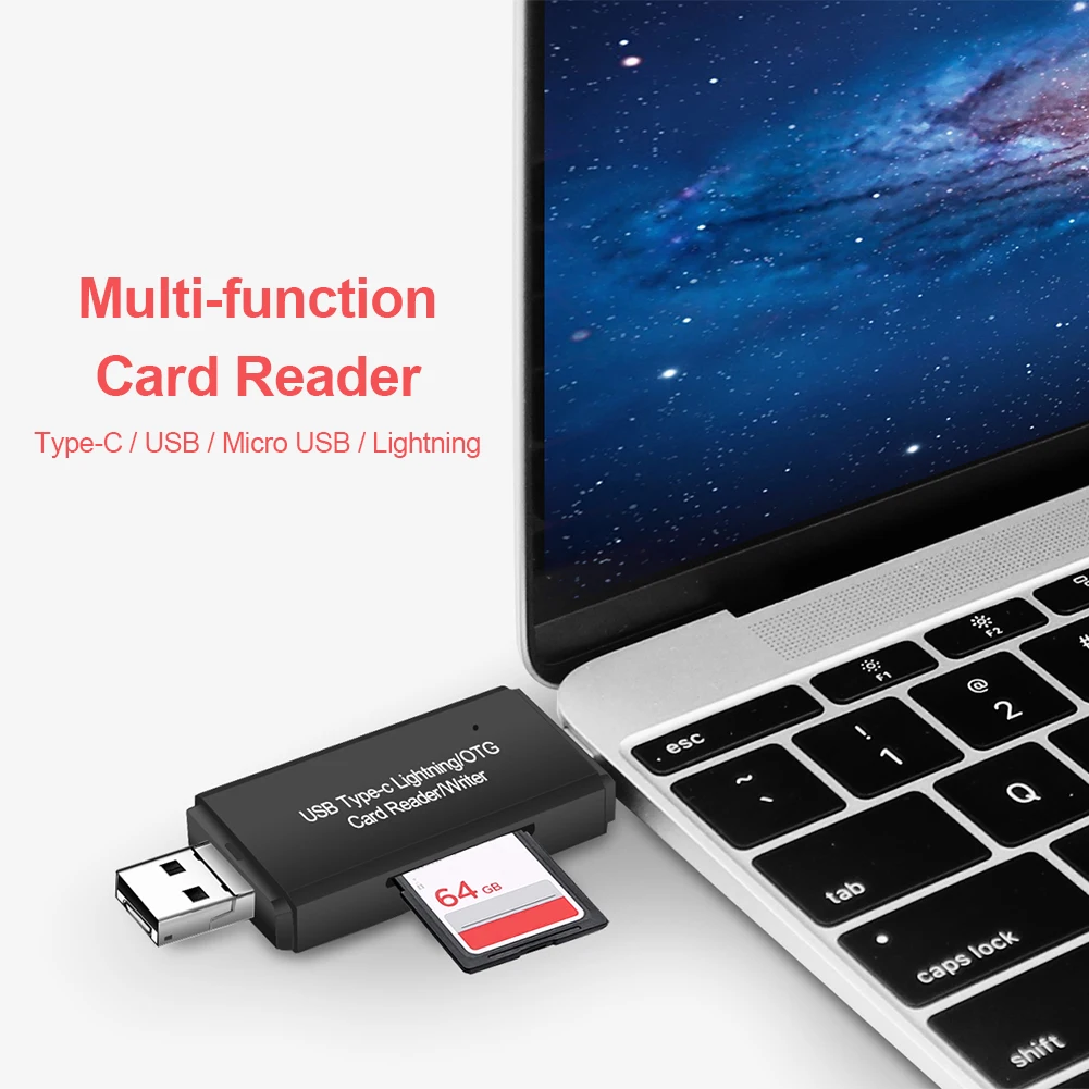 Type-C USB Micro 8 Pin Dongle Удлинительный кабель концентратор для зарядки 4 в 1 OTG адаптер SD TF