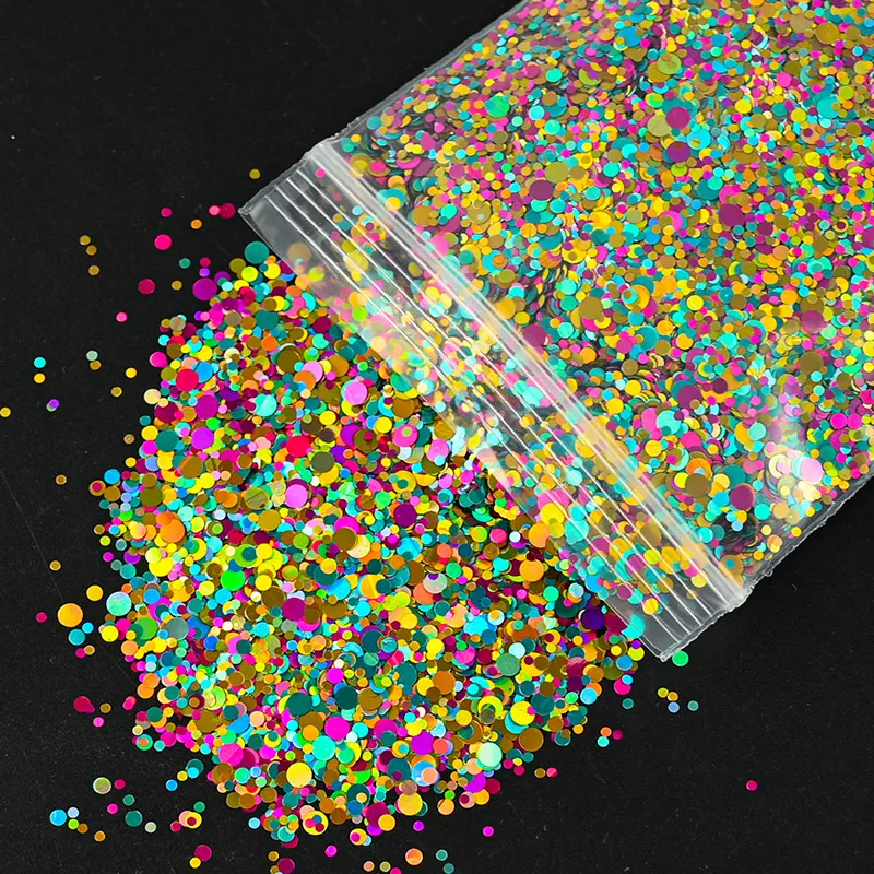 

50G/Bag Mixed Round Nail Glitter Sequins Flake Paillette DIY UV Gel Nail Art Polish Manicure Sequins Colorful Supplies Decors