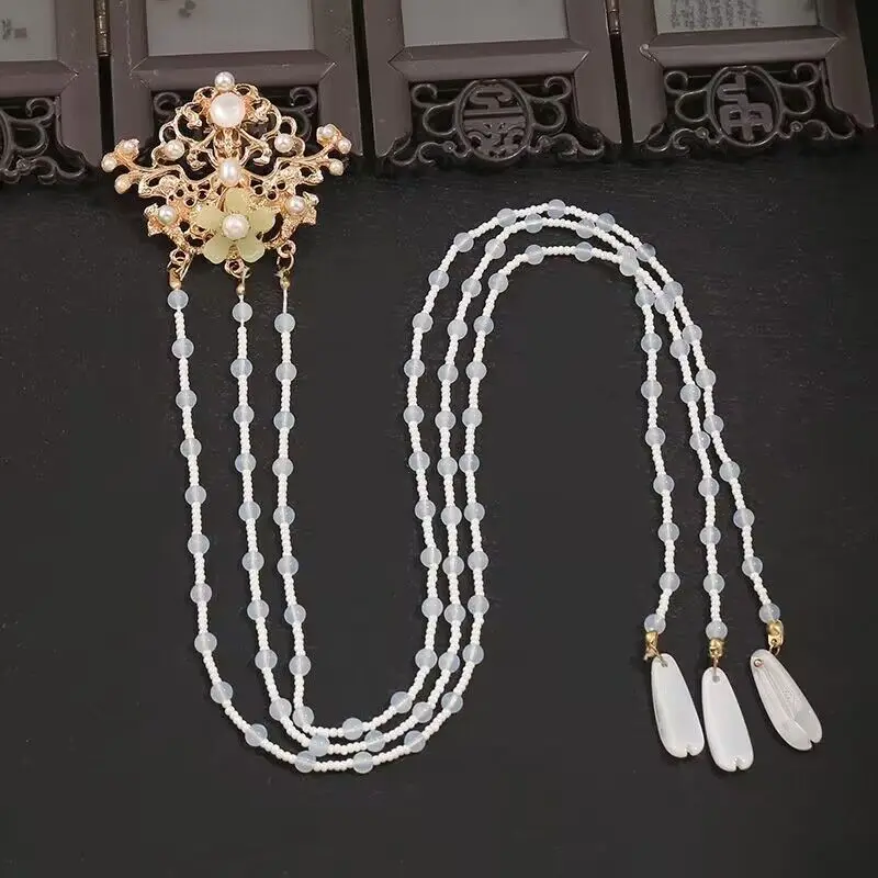 

Женская позолоченная заколка Hanfu с длинными бусинами