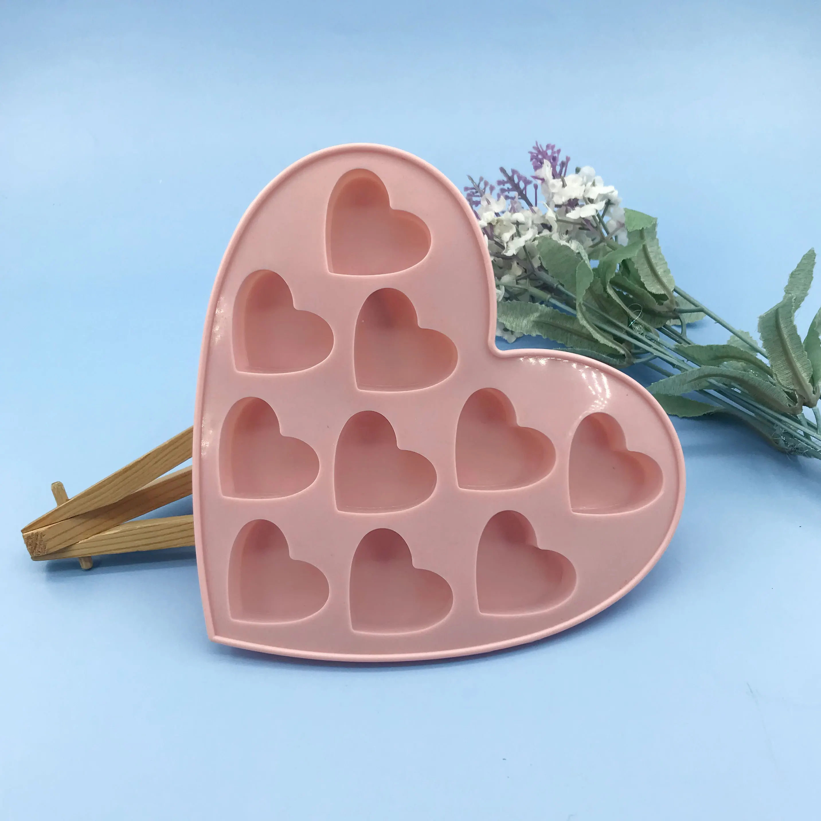 

1PC DIY Silicone Cake Mold 10-Cavity Love Heart Shaped Silicone Molds Fondant Cake Chocolate Mold For Kitchen Accessories Mold