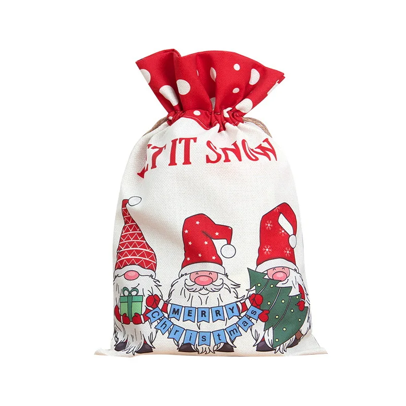 

30*50cm Christmas Candy Bag Santa Claus Gunny Bag Mouth Tie Bag Children Gift Bag Snowman Christmas Tree Christmas Decoration