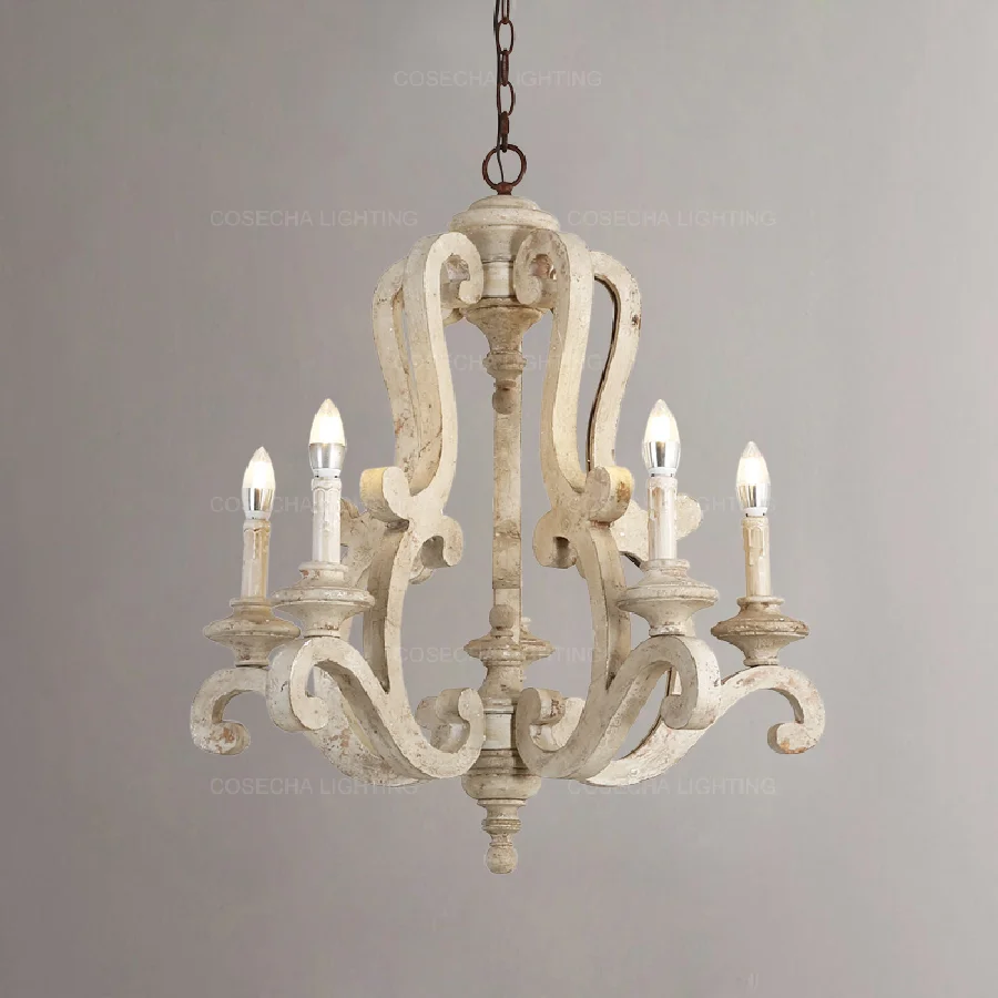 

Белая/серая деревянная люстра