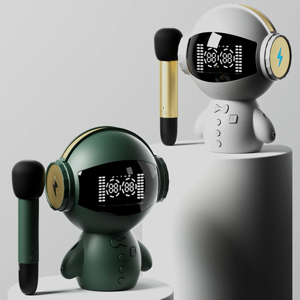 

M100 Robot K Song Smart Bluetooth Karaoke Speaker AI Voice Intercom Microphone TF Card To Play AUX External Audio Input 1800mAh