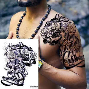 Image for Dark Big Flower Temporary Tattoo Stickers Men and  
