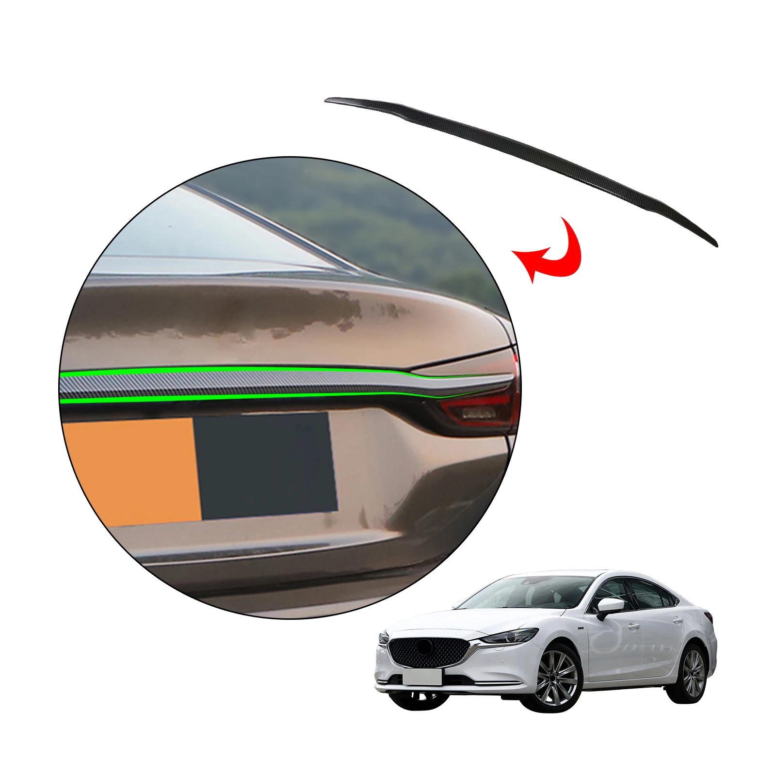 

ABS Imitate Carbon Black Car Exterior Decoration Rear Trunk Streamer Trunk Lip Molding Trim For Mazda 6 Atenza 2020