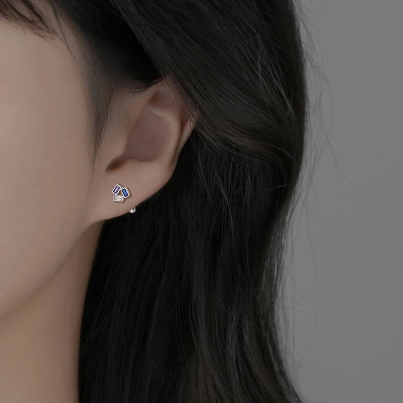 Серьги-гвоздики из стерлингового серебра 925 пробы с геометрическим винтом