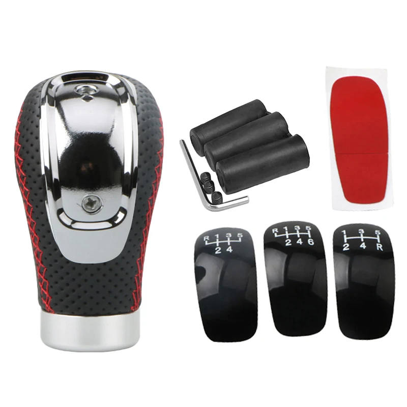

Universal 5/6 Speed Gear Shift Knob Manual PU Leather Knob Gear Stick Shift Knob Panel Cover Emblem Performance Sticker