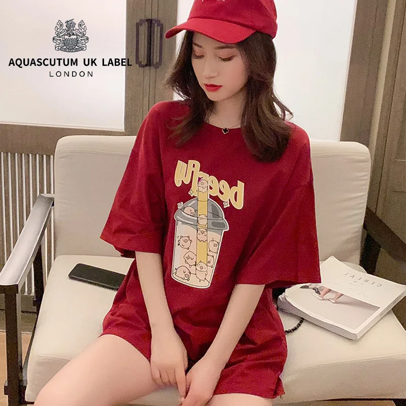 

Aquascutum футболка средней длины с коротким рукавом женская летняя одежда 2022 новый стиль *** ветрозащитная свободная и универсальная ins super fire on ...