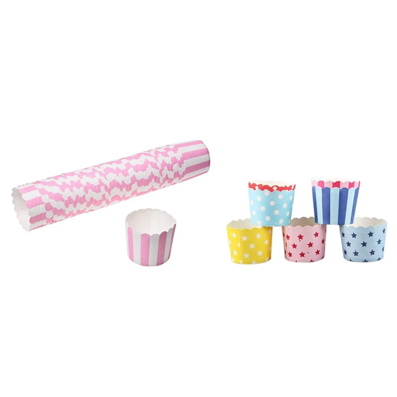 

100 Pcs Cupcake Boxes Paper For Muffins Cake Mould Stripe Decoration, 50 Pcs A & 50 Pcs B