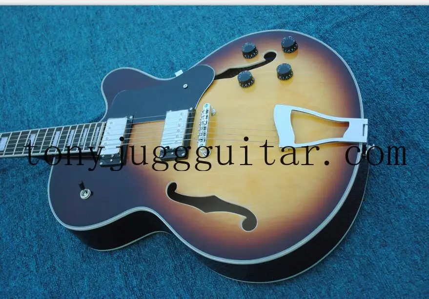 

Custom ES 335 Viintage Sunburst Semi Hollow Body L5 Jazz Electric Guitar Double F Holes, Chrome Hardware , Grover Tuners