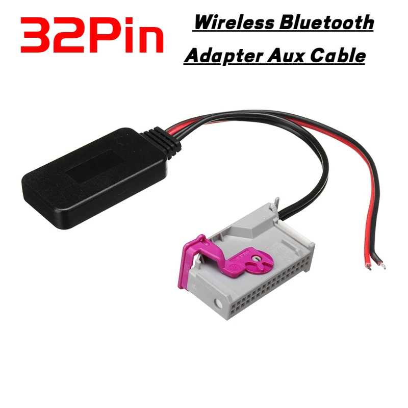 Audi için A3 A4 A6 A8 TT R8 RNS-E 32Pin kablosuz Bluetooth adaptör Aux kablosu otomatik Bluetooth araç kiti müzik ses alıcı adaptörü