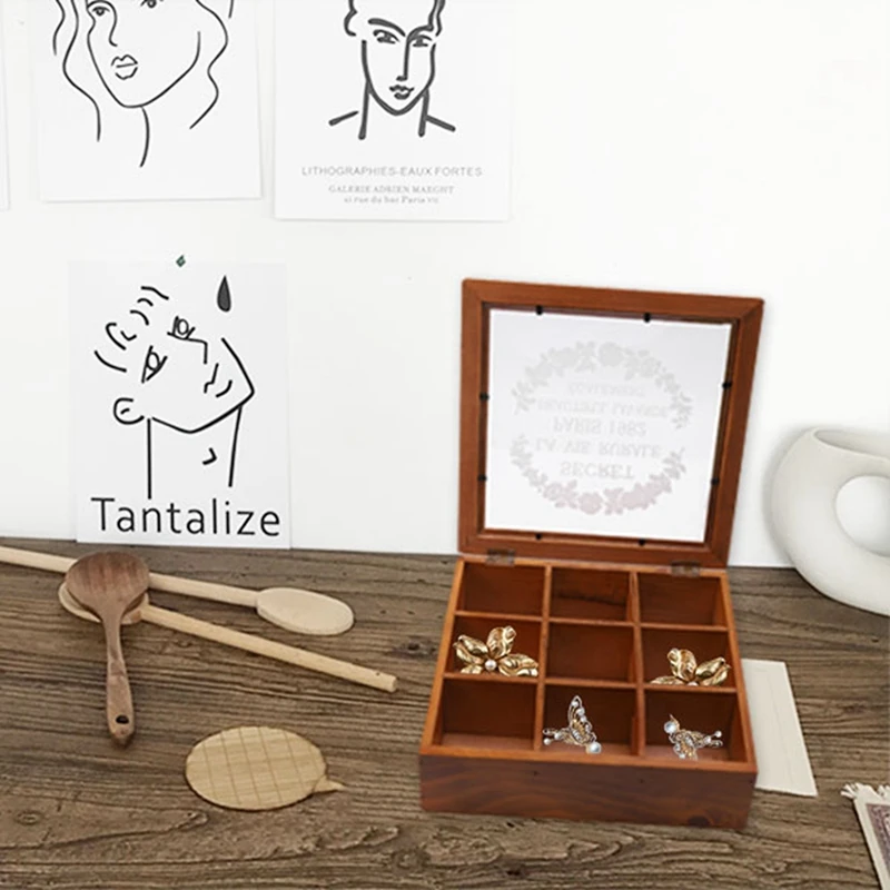 9-секционная деревянная шикарная коробка для чая отсеки контейнер сумка хранения