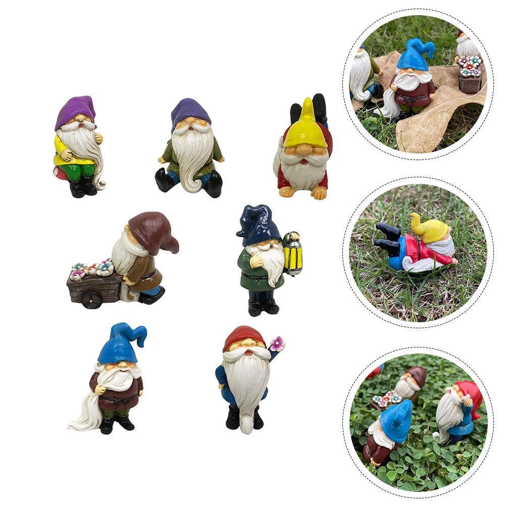 

Gnomes Gnome Miniature Figurines Small Christmas Figurine Fairy Minifigures Fairies Faceless Seven Pot Flower Dwarfs Garden