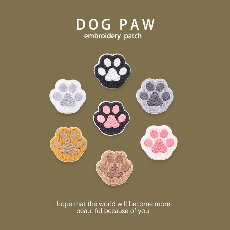

Cute Dog Paw Embroidered Patches for Clothing Hand Account Decorative Cloth Sticker Iron Transfer Appliques for Clothing