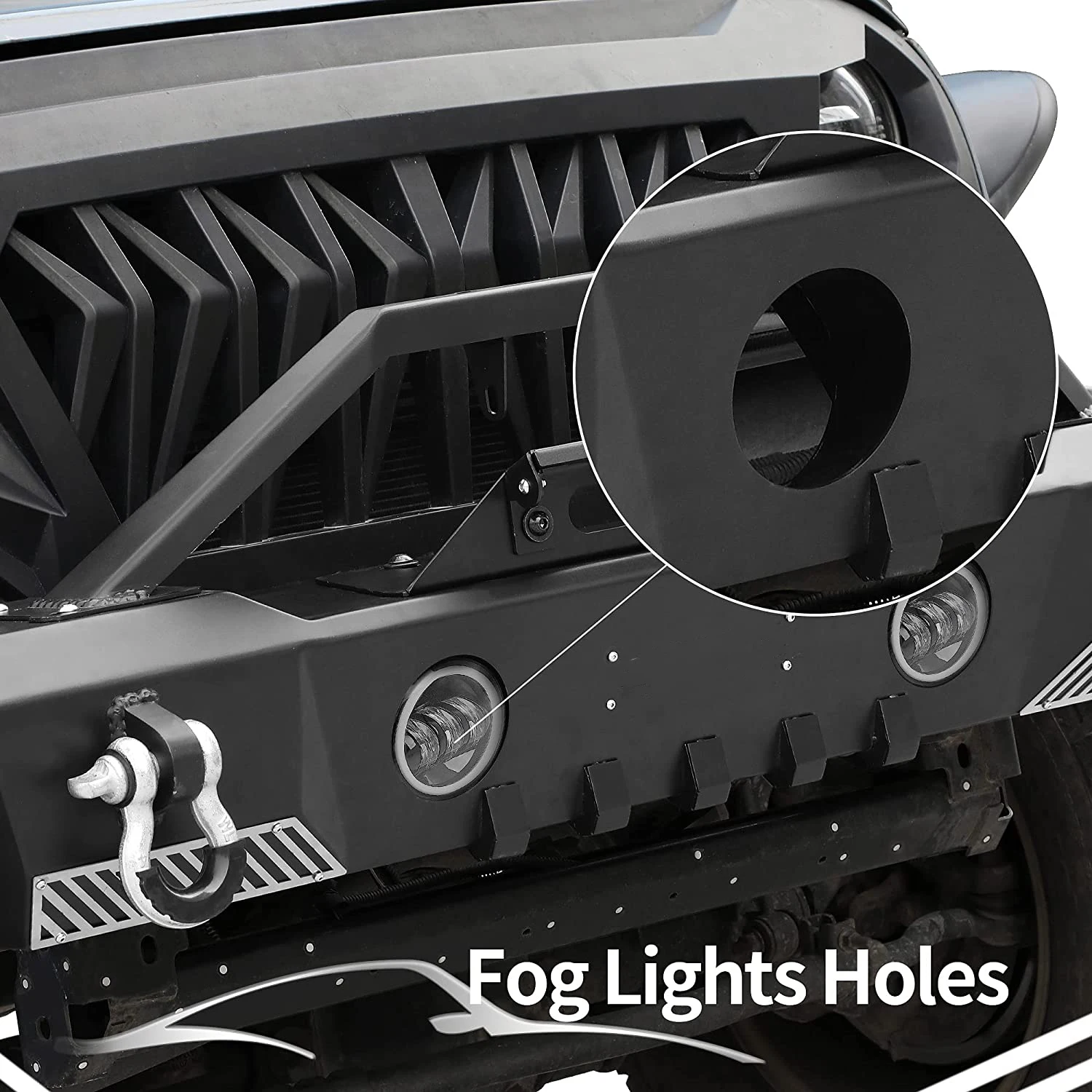 Je-ep Wrangl-er JK JKU Unlimited Off Road Бампер Световое отверстие D-образные кольца Лебедка