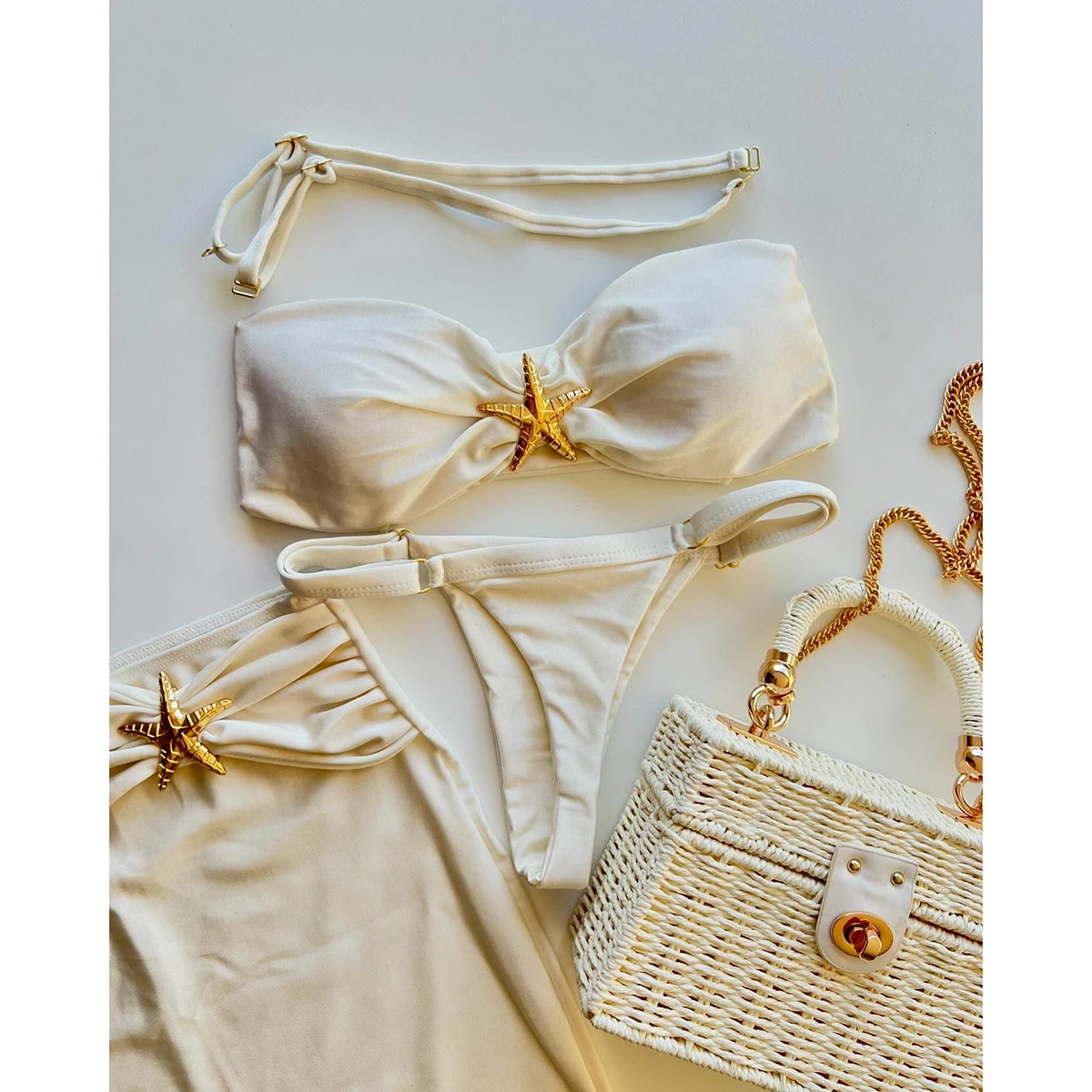 Женский купальник из 3 предметов 2024 женский сексуальный комплект бикини