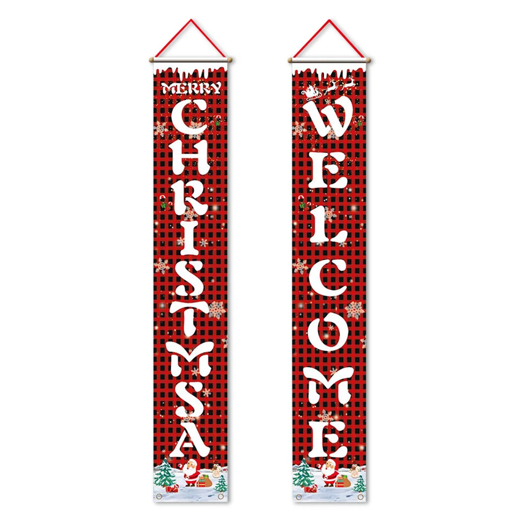

2 шт. парные рождественские подвесные баннеры для крыльца входной двери наружные флаги знаки праздничный Декор для дома, тип 2